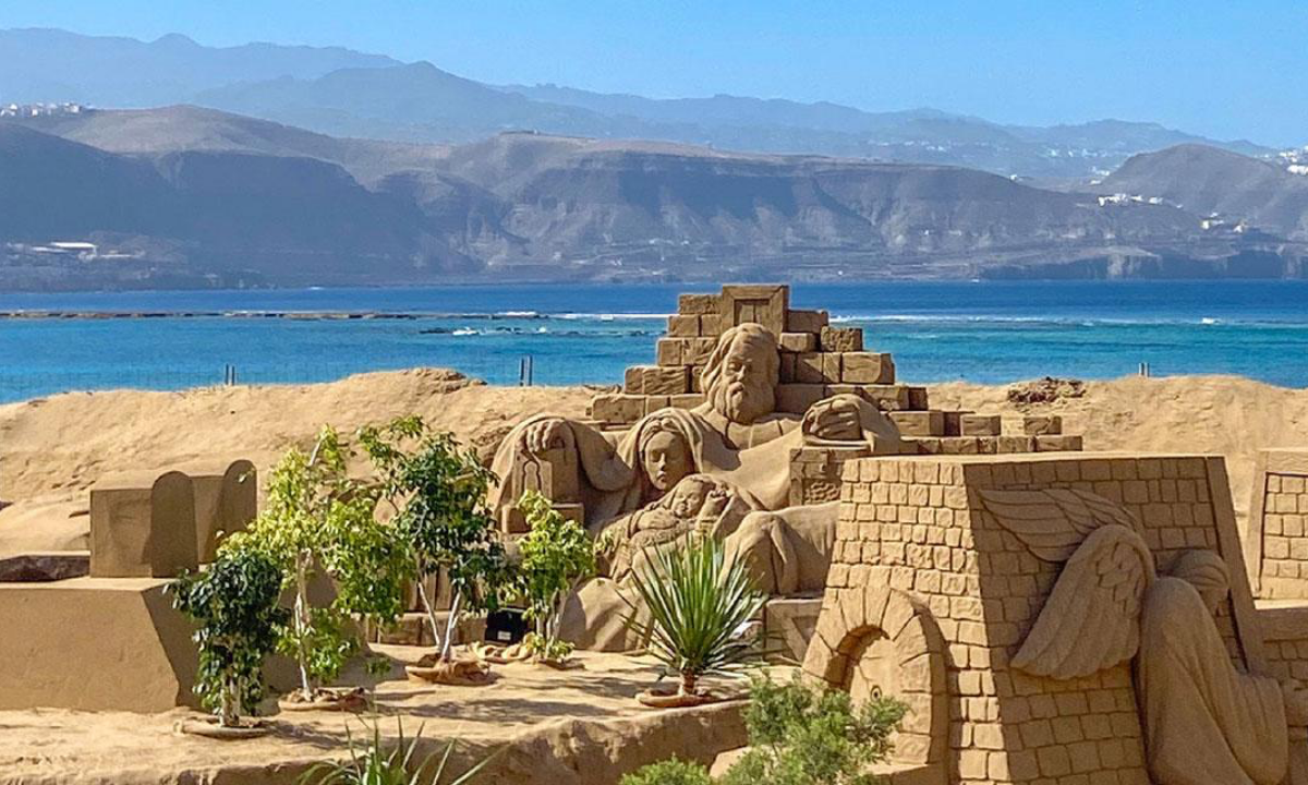 Sand Nativity Scene on Las Canteras Beach, Las Palmas de Gran Canaria
