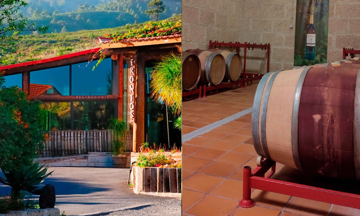 Exterior and barrels of Bodega Frontos in Tenerife