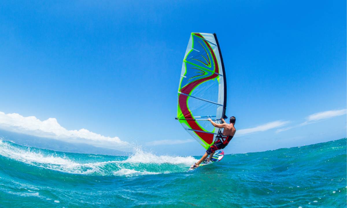 Image of a person windsurfing