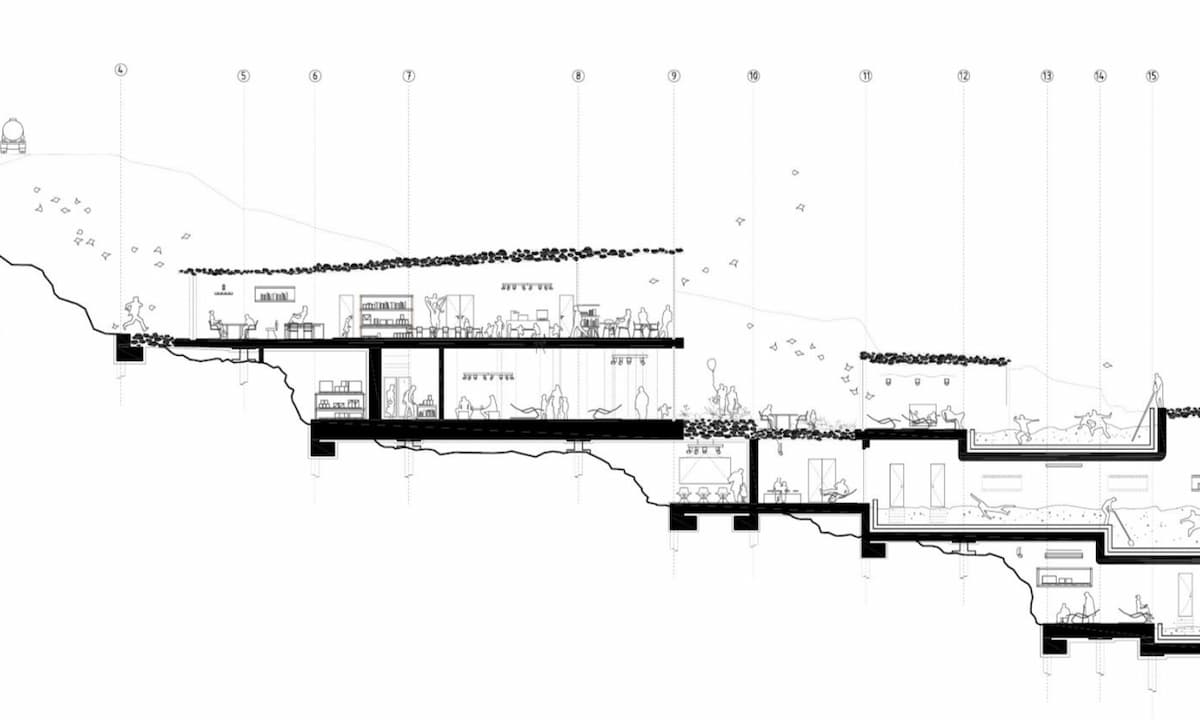 Plans by Federico Soriano for the Fuente Santa spa
