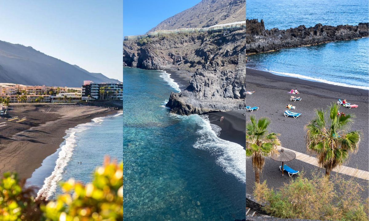The beaches of Puerto Naos, Fuencaliente and Los Cancajos in La Palma