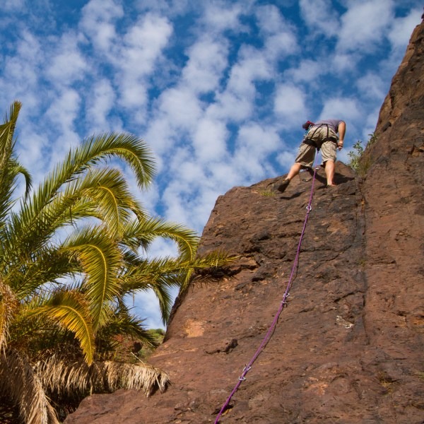 Klettern in der Schlucht Barranco de las Tirajanas, Sorrueda